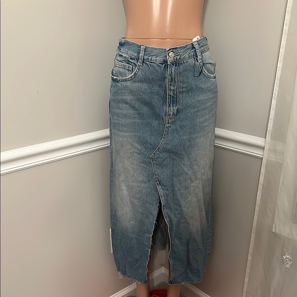 Zara Denim Midi Skirt